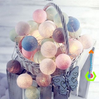 Dây đèn LED 20 bóng cotton dùng trang trí tiệc, phòng ngủ, bàn trang điểm