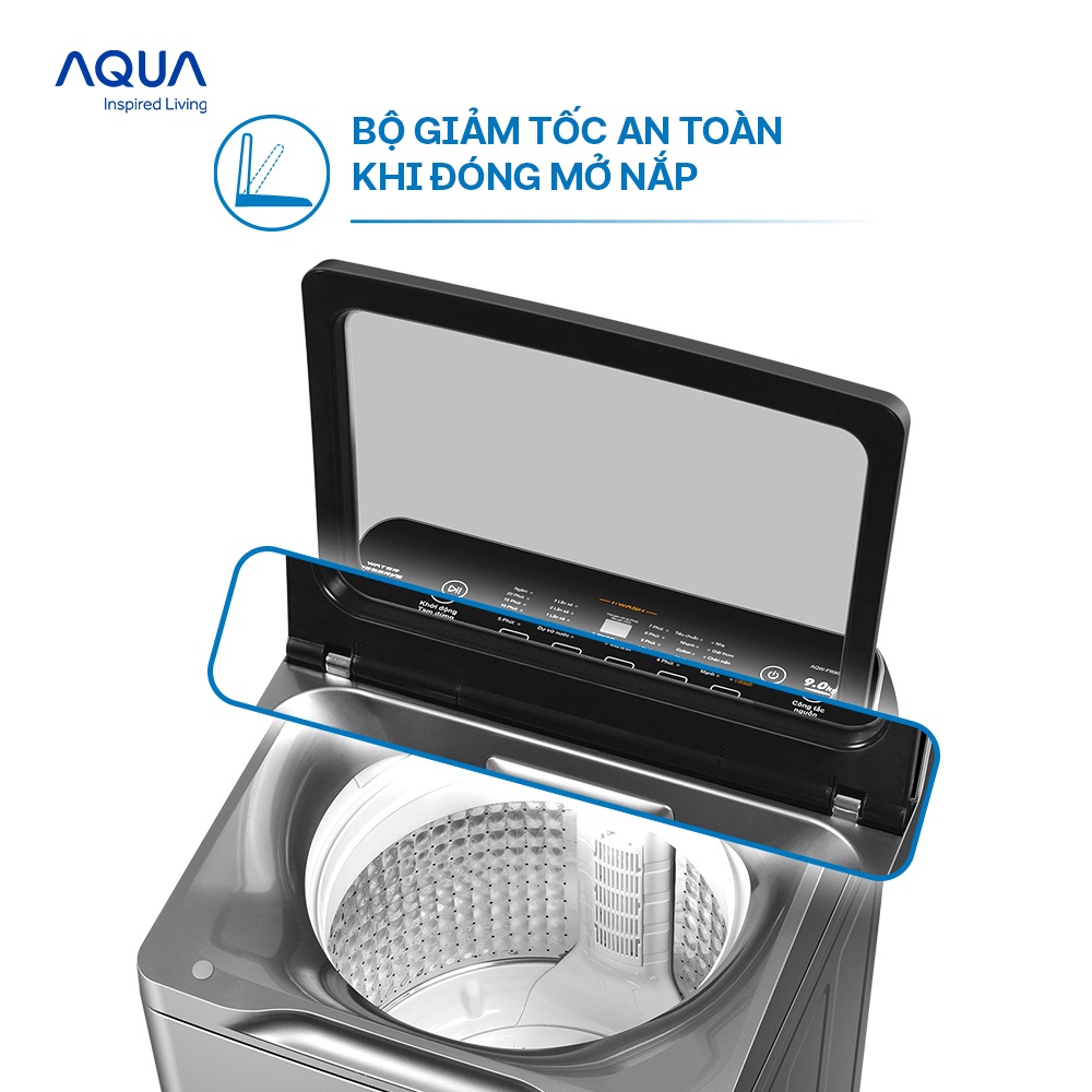 Freeship Toàn Quốc - Máy giặt cửa trên Aqua 9kg AQW-FR90GT.S