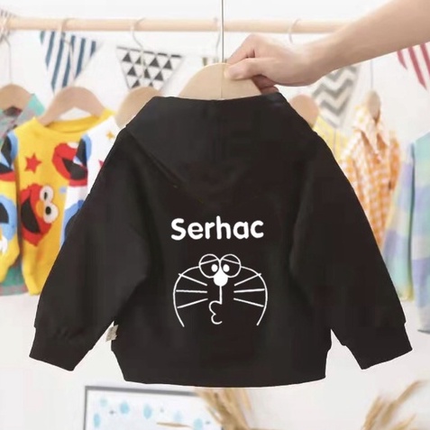 Áo hoodie nỉ Con Xinh phom rộng bé trai bé gái hình in Mèo DOREM, thời trang thu đông dành cho bé từ 4 đến 10 tuổi