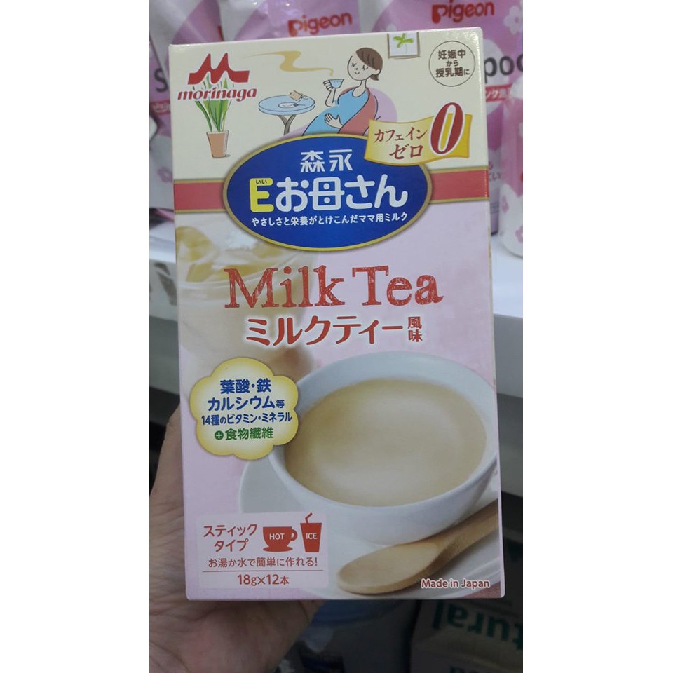 Sữa bầu dinh dưỡng dạng bột Morinaga Milk Tea hộp 12 gói x 18g