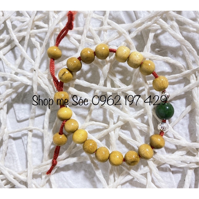 Vòng dâu tằm mix hạt bạc 925 và hạt phong thủy, kèm túi zip, có giấy dán kèm cho bé