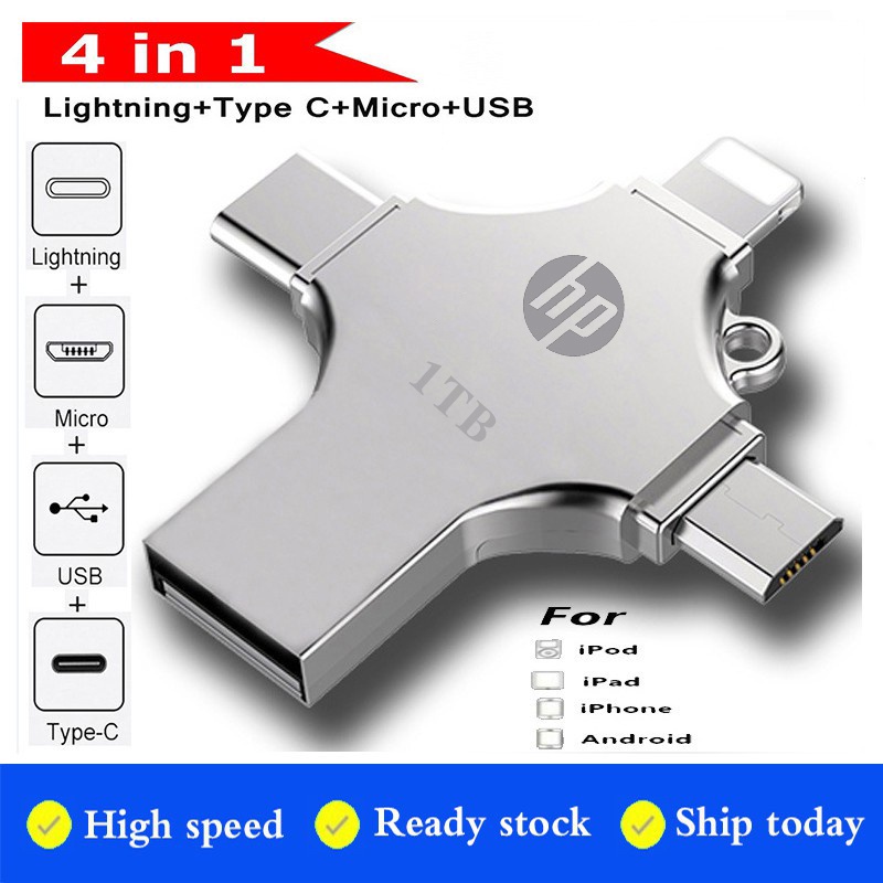 Ổ Đĩa Flash USB 3.0 4 Trong 1 Tốc Độ Nhanh Type-C Cho I / O / S / Tablet / Android / PC