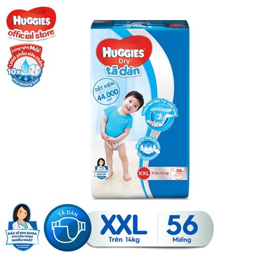 Tã dán HUGGIES DRY SUPER JUMBO M76/L68/XL62/XXL56XX56 9