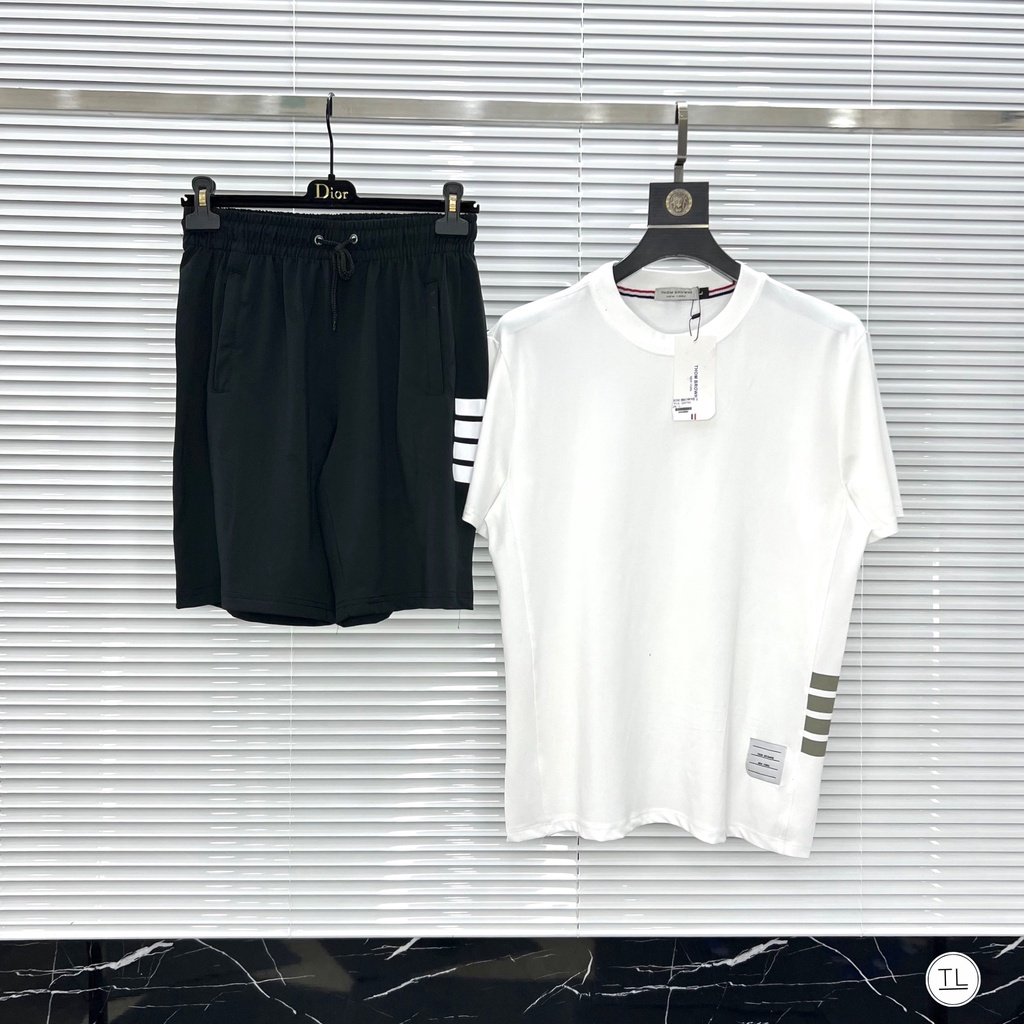 Bộ quần áo nam polo mùa hè cổ bẻ tay ngắn Thom Browne thời trang (ảnh thật)