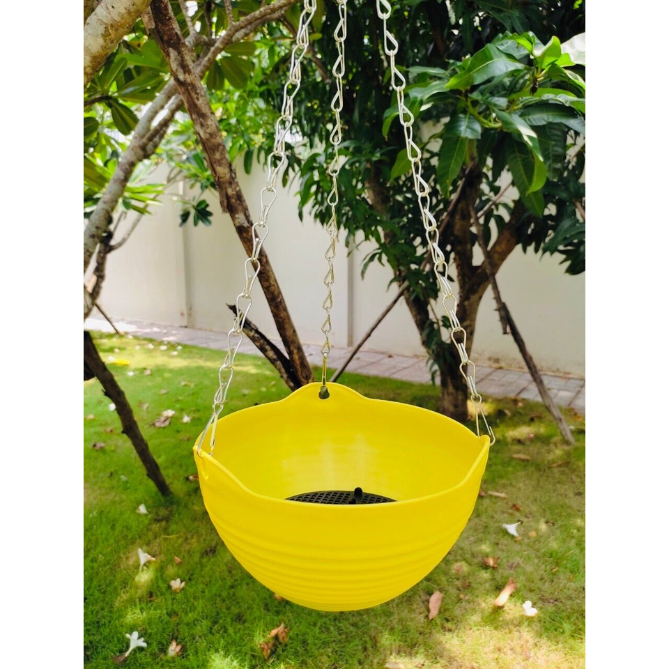 Giỏ treo hoa bằng nhựa VB211 dùng để trang trí ban công sân vườn, kích thước 23 x 14cm