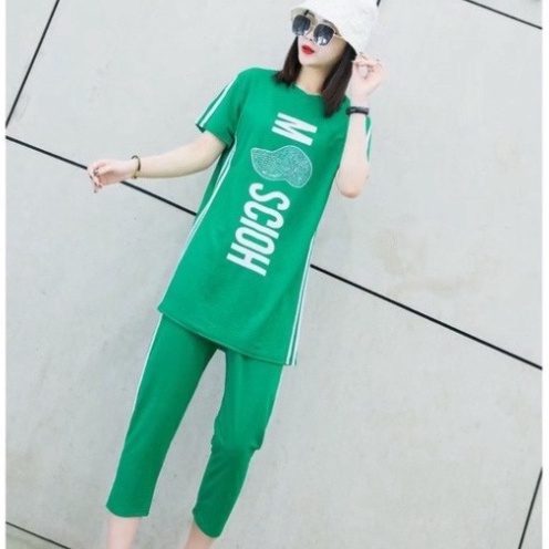 [FREE SHIP] Đồ bộ nữ mặc nhà cá tính, quần lửng áo in chữ cực xinh