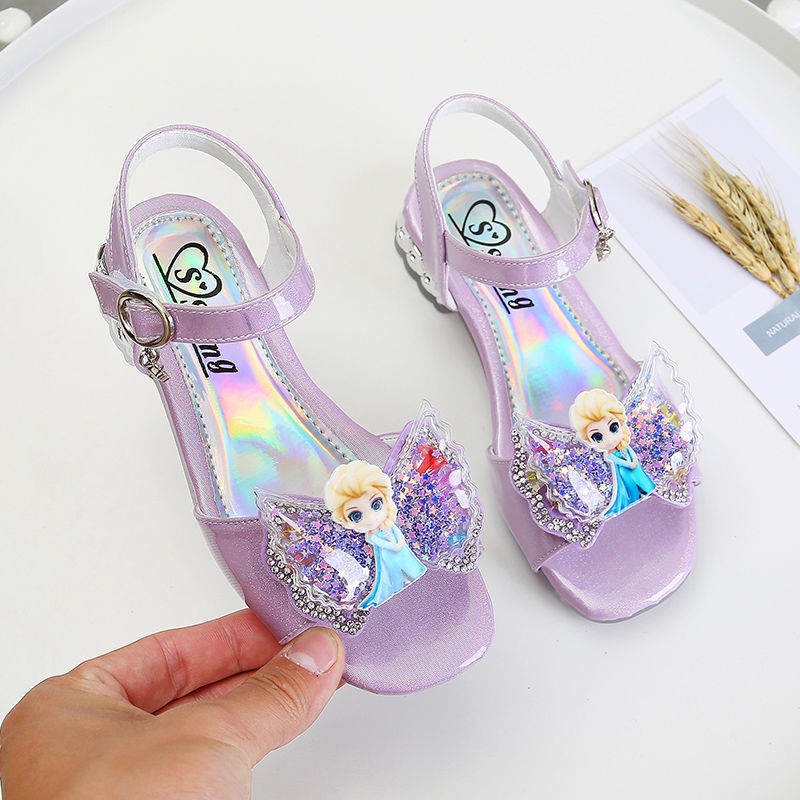 Giày sandal Elsa cho bé gái Dép quai hậu công chúa đính nơ