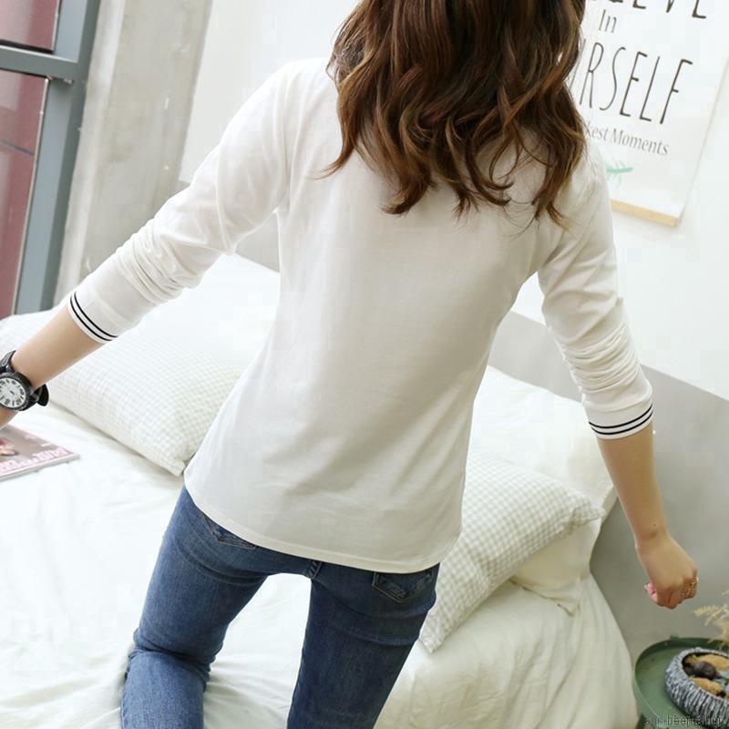 Áo Blouse nữ tay dài cổ chữ V phong cách Hàn Quốc