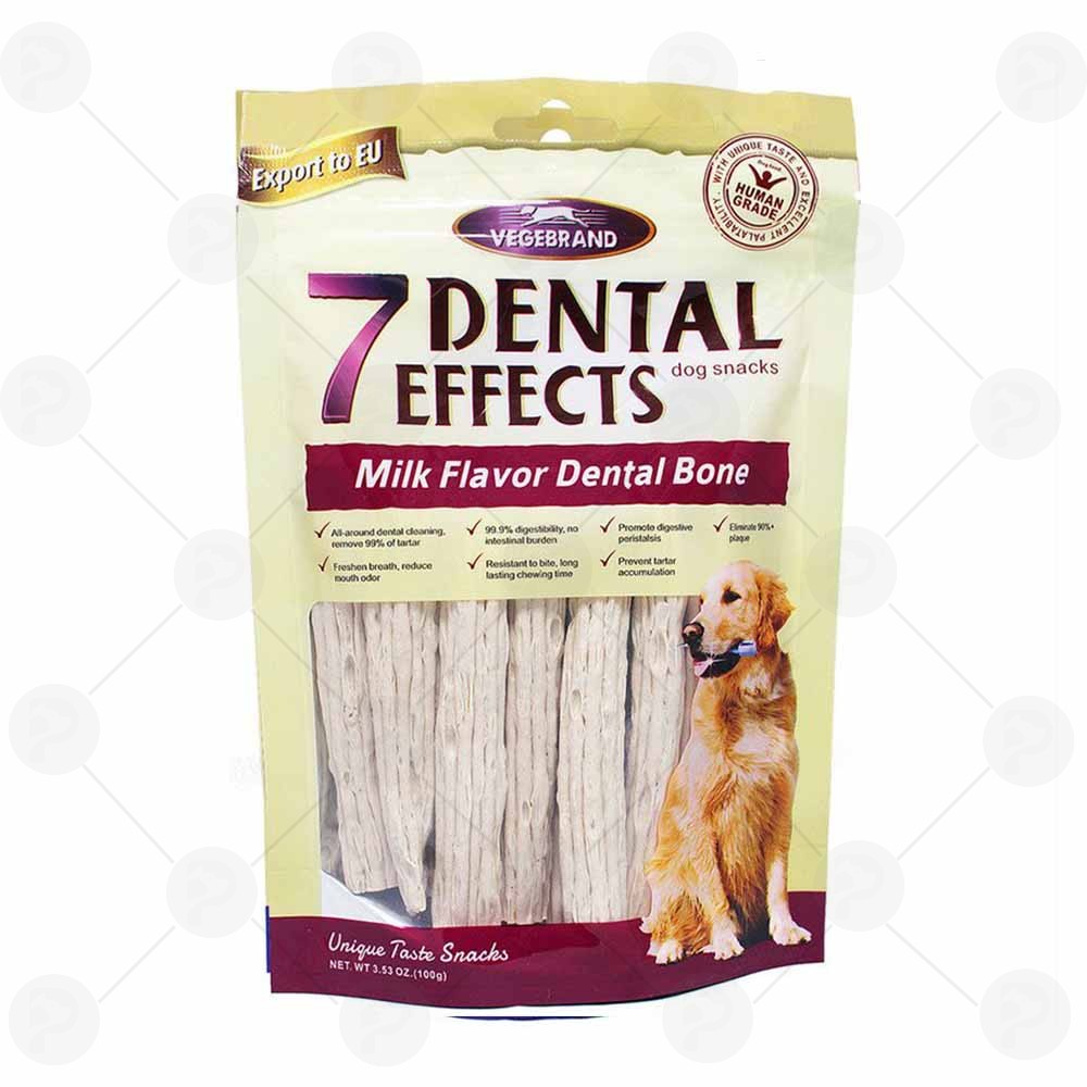 [ FREE SHIP ] - Xương Gặm Sạch Răng 7 Dental Effects Bone Vegebrand Cho Chó - Sữa - 100g/5