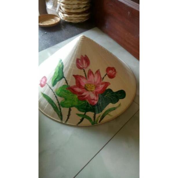 Xưởng SX- Nón lá vẽ hoa sen -Tre Việt