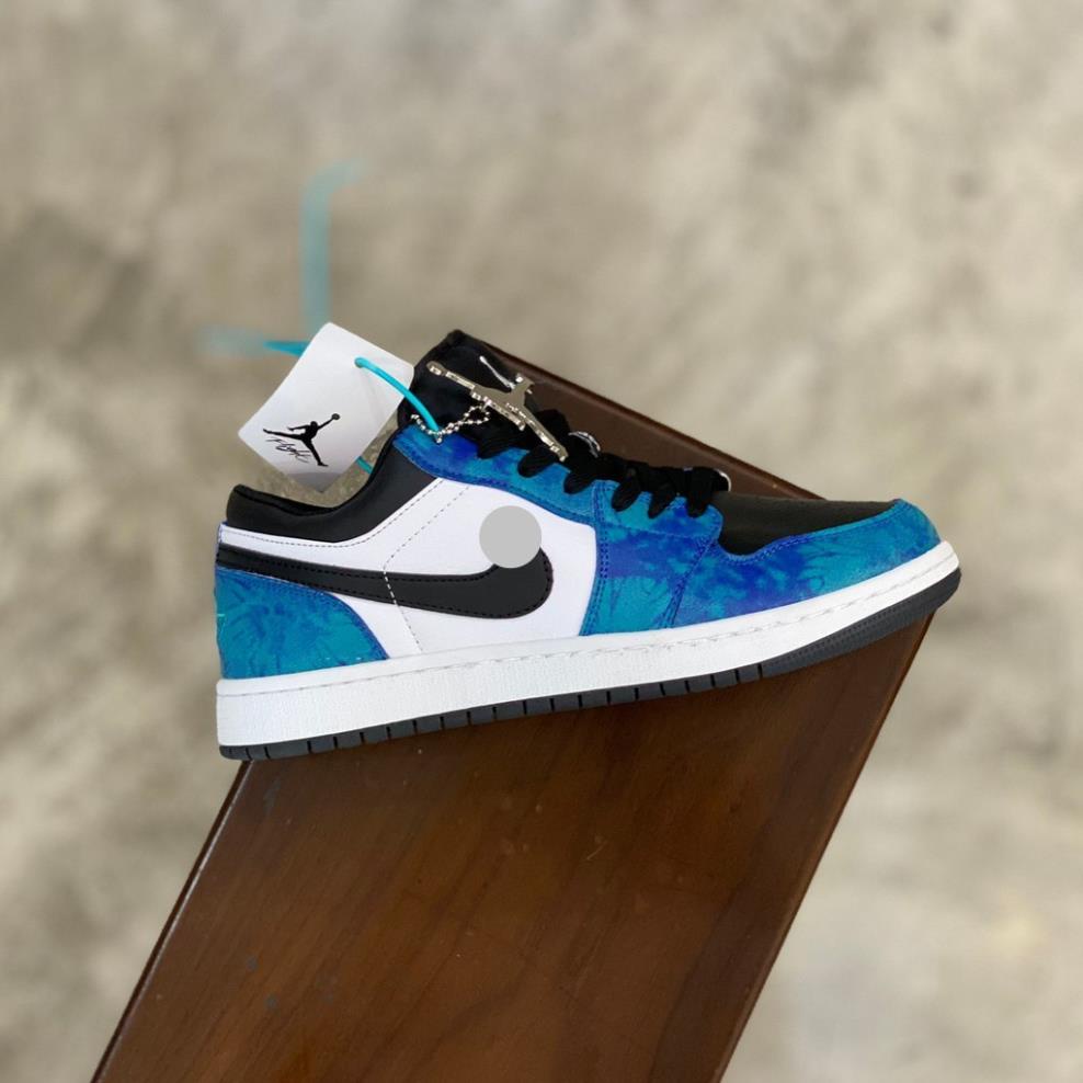 Giày thể thao Jordan xanh loang nước biển cổ cao, Giày JD1 high tie dye cao cổ nam nữ siêu hot Full Box Bily -Top1