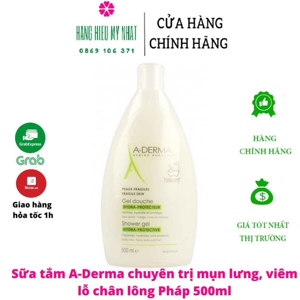 Sữa Tắm DÙNG CHO DA Mụn Lưng, Viêm Lỗ Chân Lông A-DERMA 500ml