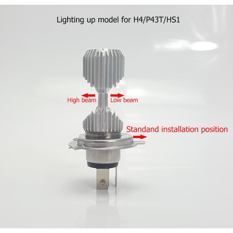 Bóng đèn led 3 chân H4/L9E H4 gắn xe máy ( sáng trắng)