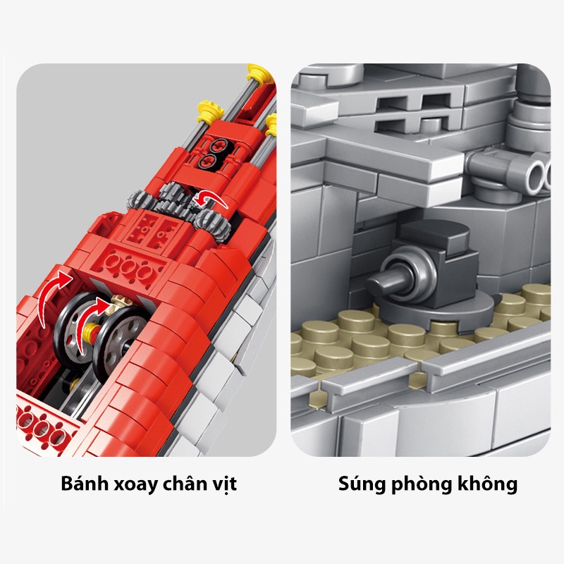 Đồ chơi Lắp Ráp Tàu chiến hạm Đức, Panlos 637004 Bismarck Class Battleship, Xếp hình thông minh