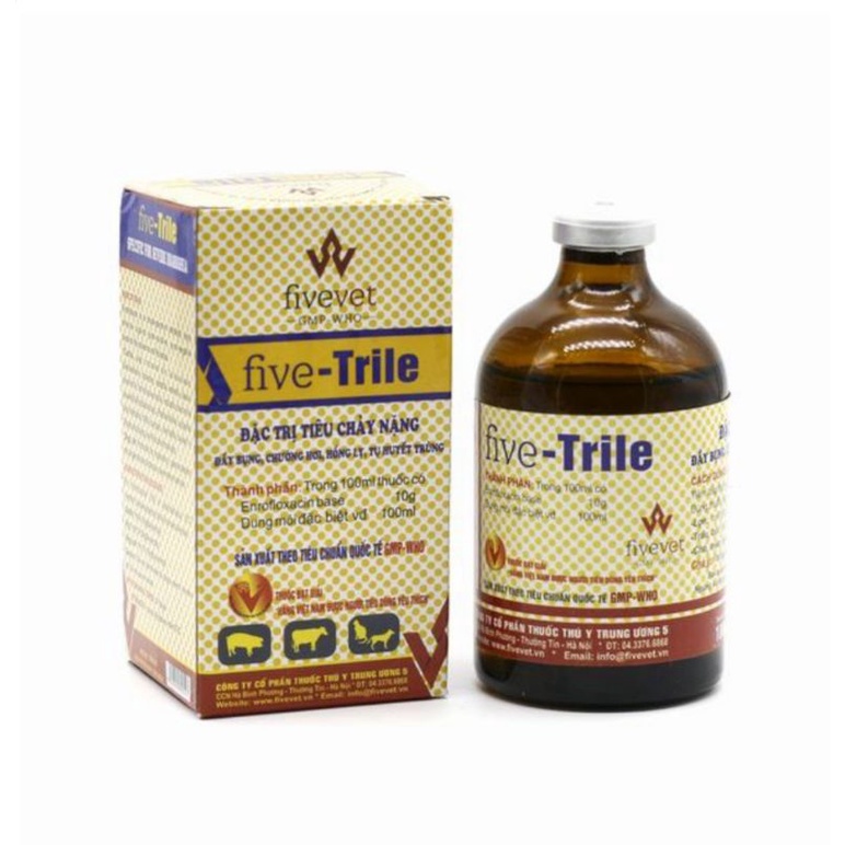Five Trile 100ml đầy bụng, chướng hơi, hồng lỵ, tụ h uyết t r ù ng hsd 25/12/2023