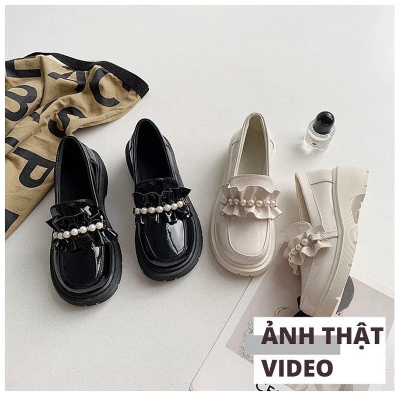 (Hàng Có Sẵn) Giày Oxford Ulzzang Giày Đế Bằng Đính Ngọc Đế Cao 5Cm Hàng Quảng Châu Siêu Đẹp (Ảnh thật ở cuối) 💻