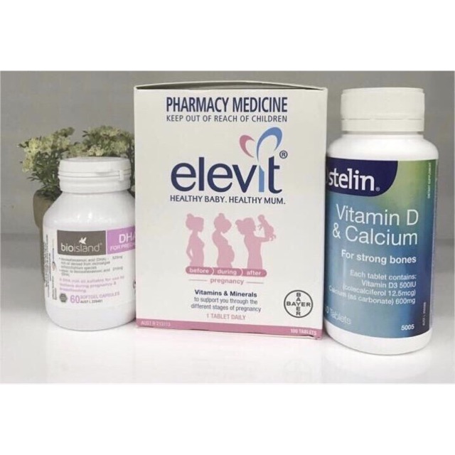 Combo 3 hộp elevit + calci + dha