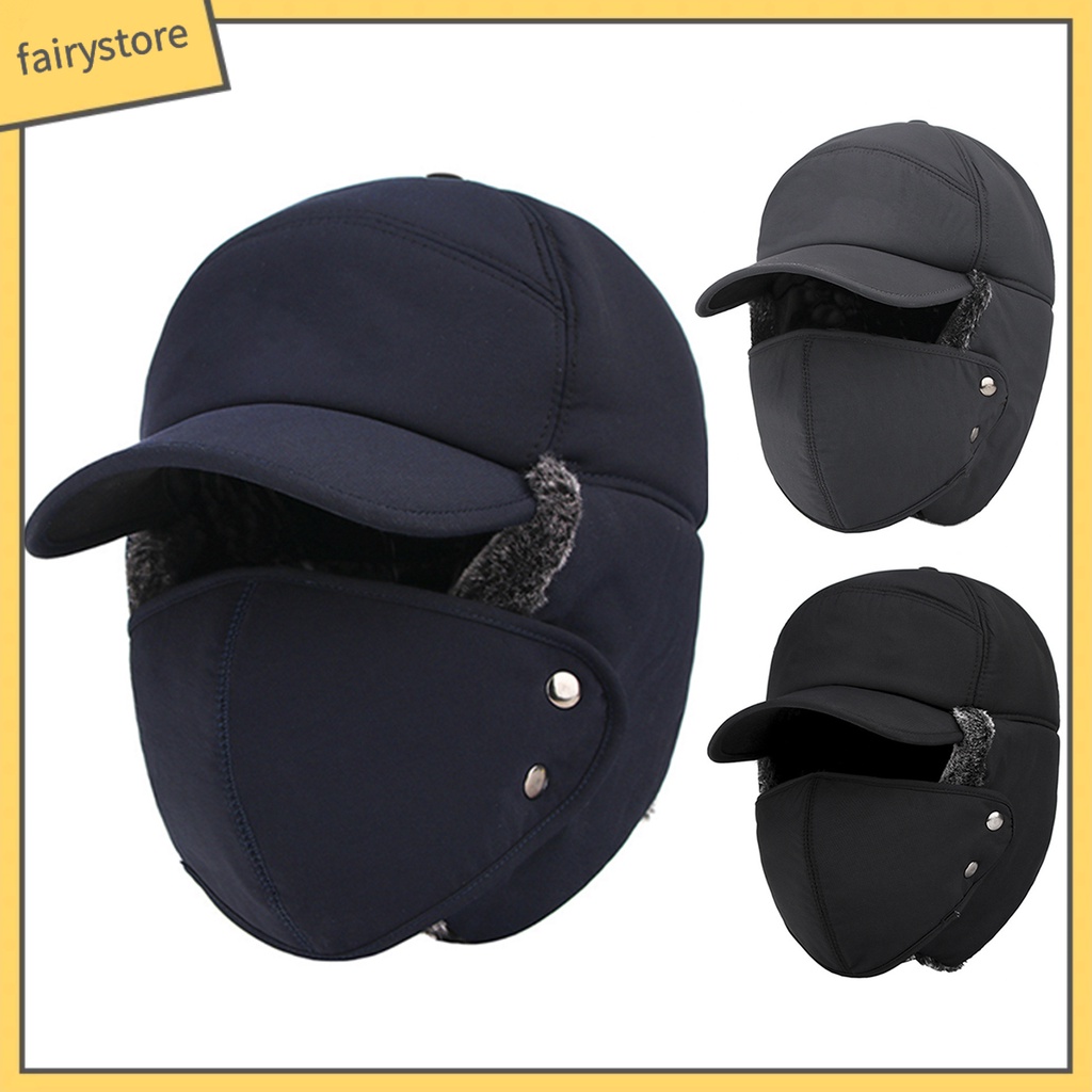 Mũ Lưỡi Trai Phủ Tai Kèm Khẩu Trang Giữ Ấm Cho Nam