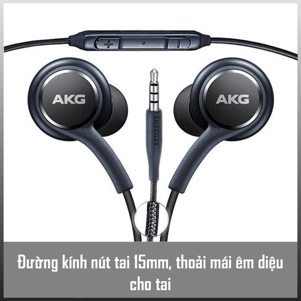 Tai nghe EARPHONE AKG S10+, tai nghe nhét tai có mic dây cáp bọc dù classic kèm 2 cặp núm phụ silicon