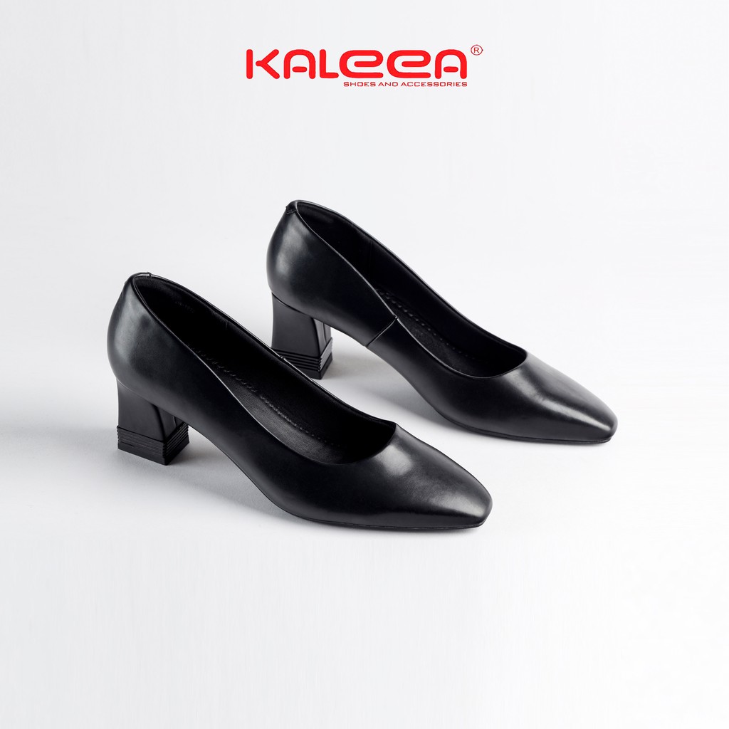 Giày Cao Gót Nữ KALEEA UK1912 Cao Gót Nữ Đế Vuông Da Lì Đế Trụ 5p