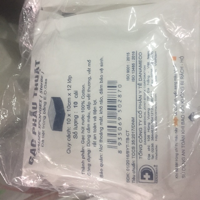 Gạc phẫu thuật 10x10x12 lớp