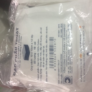 Gạc phẫu thuật 10x10x12 lớp