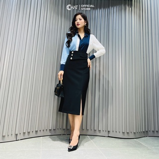 Chân váy cạp lệch 3 cúc TT CChat Clothes
