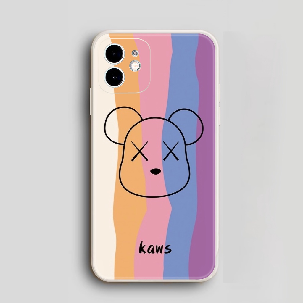 Ốp lưng iPhone 6/6s/7/8/X/XS/11/12/13 Pro Plus Max viền vuông chống sốc bảo vệ camera silicon mềm hình Kaws Kaw1920