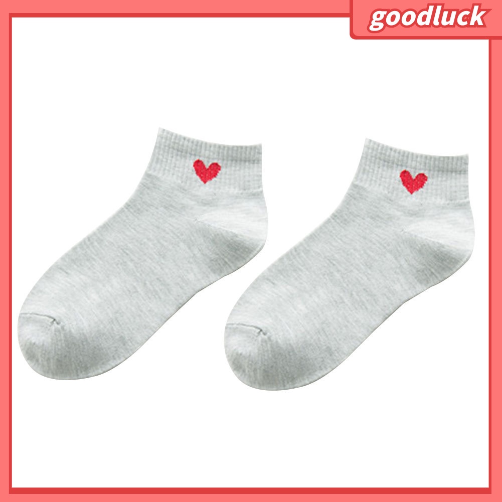 Vớ Cotton Cổ Ngắn In Hình Trái Tim Đơn Giản Cho Nữ