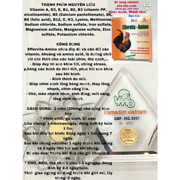 Amino- Vitamin cho gà dai sức, căng lửa, chó mèo nhanh nhẹn, tăng cường hệ miễn dịch
