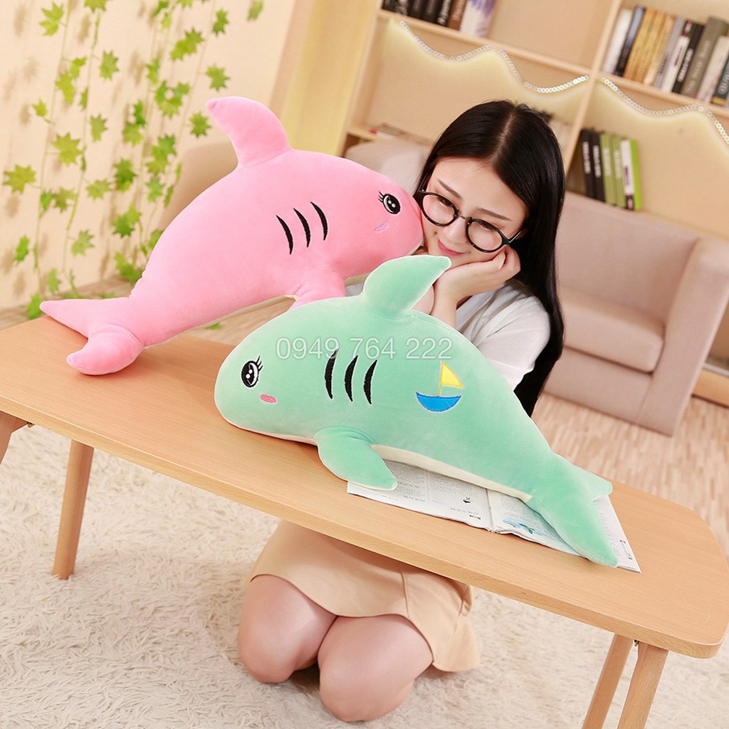 Gấu Bông Cá Heo FREESHIP Gối Ôm Cá Heo Co Dãn 4 Chiều Mềm Mịn - Thú Bông Cao Cấp Đẹp