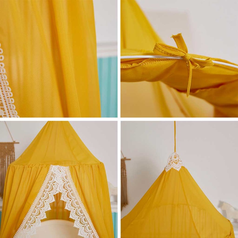 Mùng Chống Muỗi Phối Ren Tròn Phong Cách Công Chúa Dành Cho Giường Ngủ Em Bé