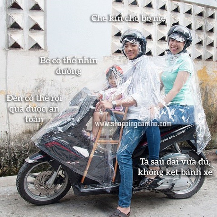 áo mưa trong suốt 2 đầu