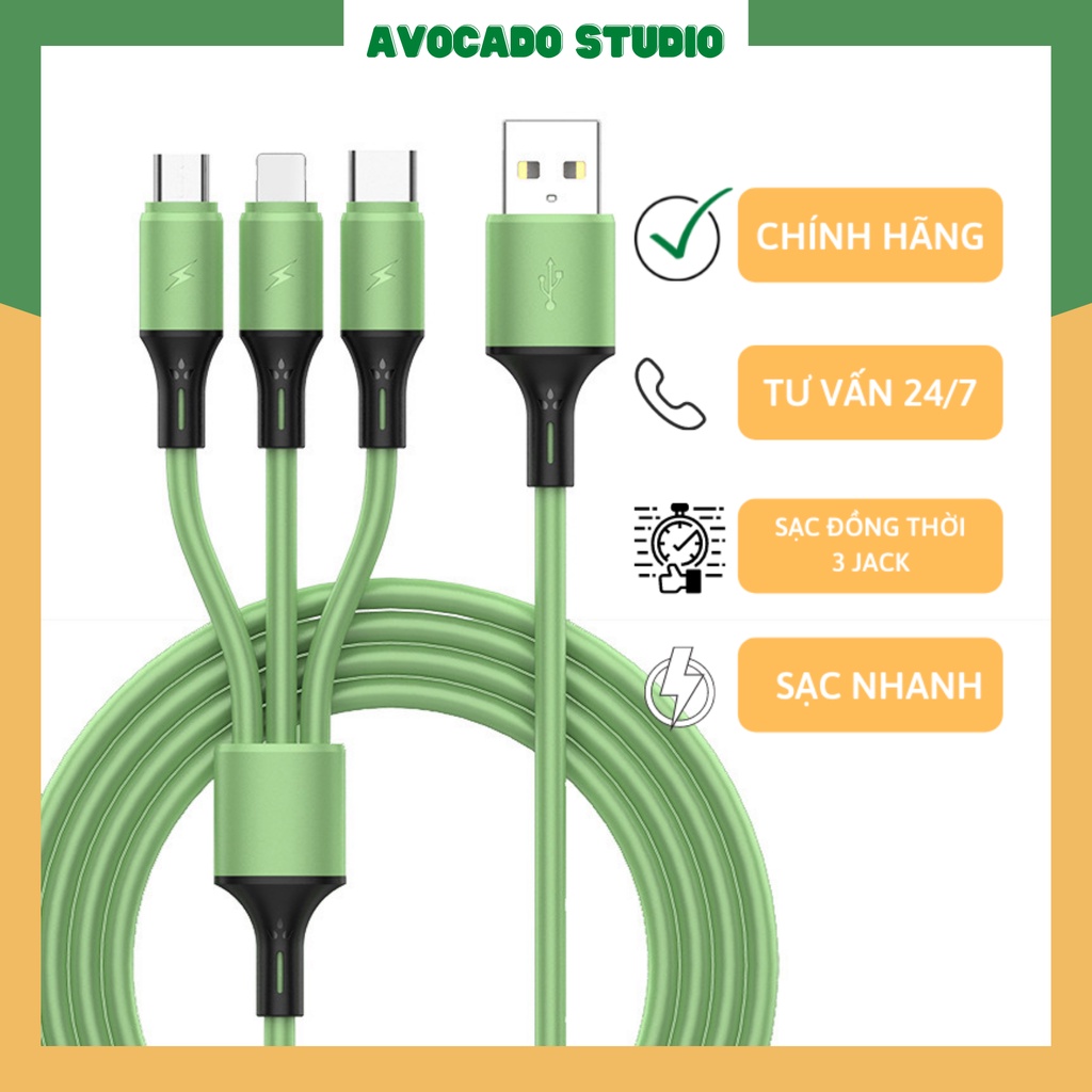 Cáp sạc nhanh đa năng 3 trong 1 type C mini USB lightning