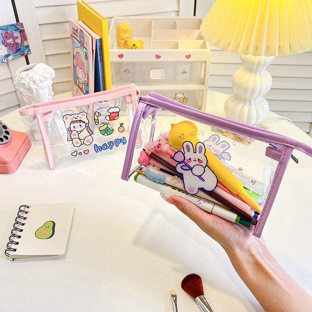 Túi Đựng Mỹ Phẩm Bằng PVC Trong Suốt Cỡ Lớn Chống Thấm Nước Hình Thỏ Dễ Thương Cho Nữ