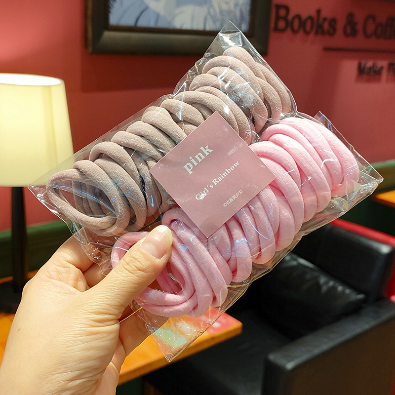 Set 50 Dây Buộc Tóc Cao Su Không Đường May Màu Sắc Phong Cách Hàn Quốc 2022