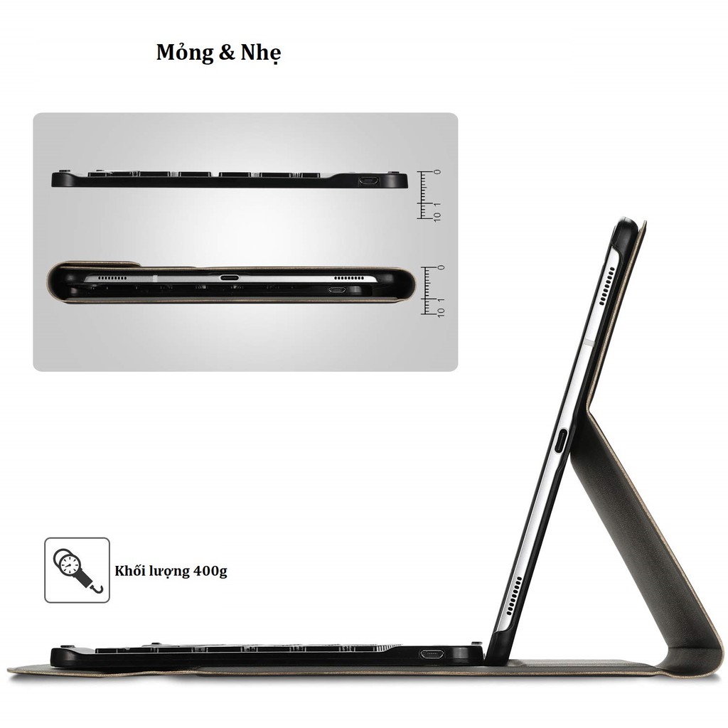 Bàn phím bluetooth Samsung T725, T720, Galaxy Tab S5E, kèm bao da