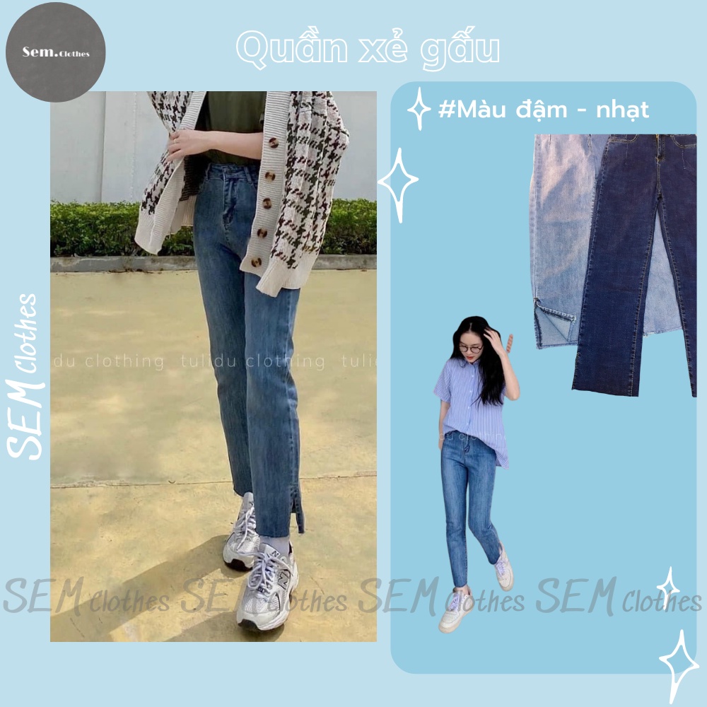 Quần jean ống rộng, xẻ gấu quần bò nữ cạp cao hàn quốc Q08 SEM CLOTHES | WebRaoVat - webraovat.net.vn