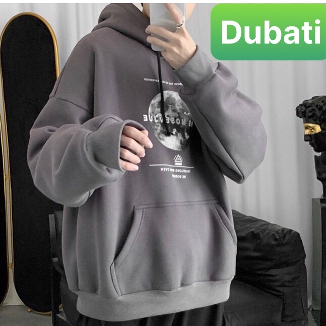 ÁO KHOÁC NỈ - ÁO KHOÁC HOODIE NAM NỮ MẶT TRĂNG TRÒN CHẤT NỈ DÀY TAY DÀI FROM RỘNG UNISEX- DUBATI FASHION