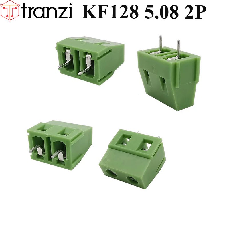 Cầu đấu 5.08mm KF128 5.08 2P chân cắm thẳng xanh - túi 10 cái