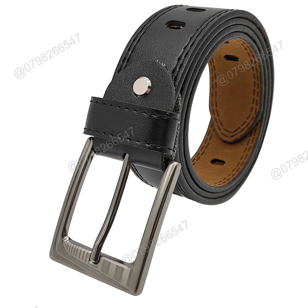Thắt lưng da nam cao cấp DHM-183 | Khóa kim màu bạc nam tính | đục lỗ nguyên dây | Bảo hành 12 tháng