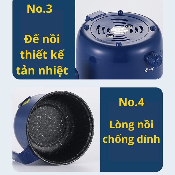 Nồi Lẩu Mini Đa Năng 2 Tầng, Kèm Giá Hấp, Nướng, Luộc, Chiên Món Ăn