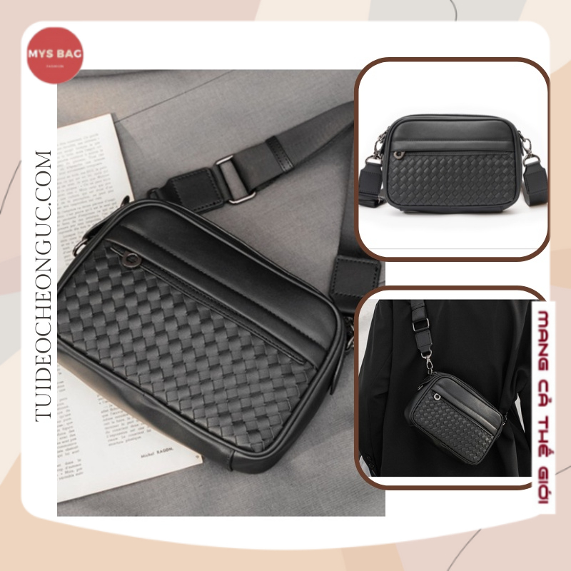 Túi Đeo Chéo Nam Nữ Unisex messenger , Da PU Cao Cấp Phối Họa Tiết Dây Đan Chéo TX-0028tuideocheonguc.com