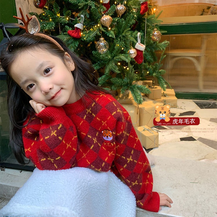 Áo Sweater Lông Cừu Dày Dặn Cổ Tròn Dáng Rộng Thời Trang Hàn Quốc 2022 Cho Bé Gái