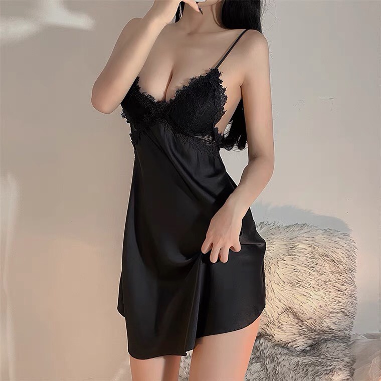 Váy ngủ lụa ren ngực sexy dây chéo lưng gợi cảm THE CELYNBRA - V54 | BigBuy360 - bigbuy360.vn