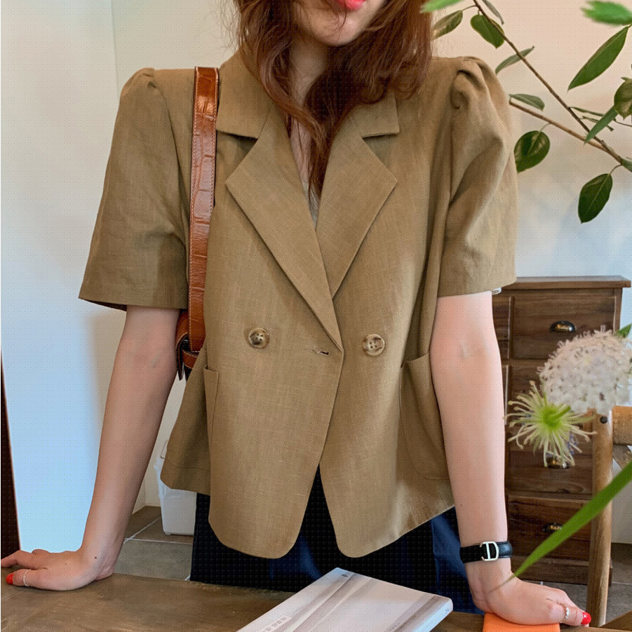 Áo khoác blazer tay phồng cổ chữ V thời trang | BigBuy360 - bigbuy360.vn