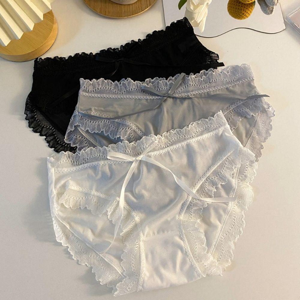 Somedayzl Quần Lót Cotton Ren Đáy Giữa Eo Màu Trơn Gợi Cảm Hàn Quốc Cho Nữ