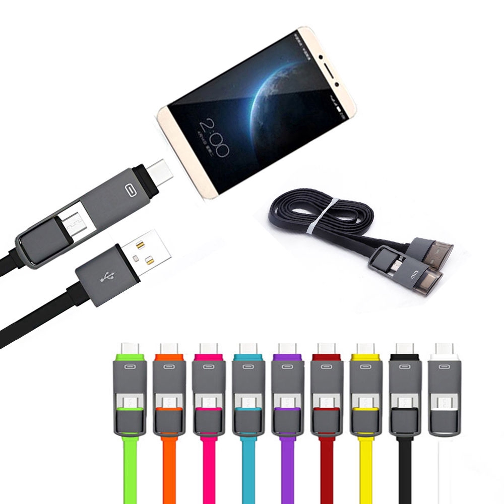 Dây cáp sạc 2 trong 1 &amp; Micro USB sang USB Type C cho Android Samsung Huawei Xiaomi Vivo