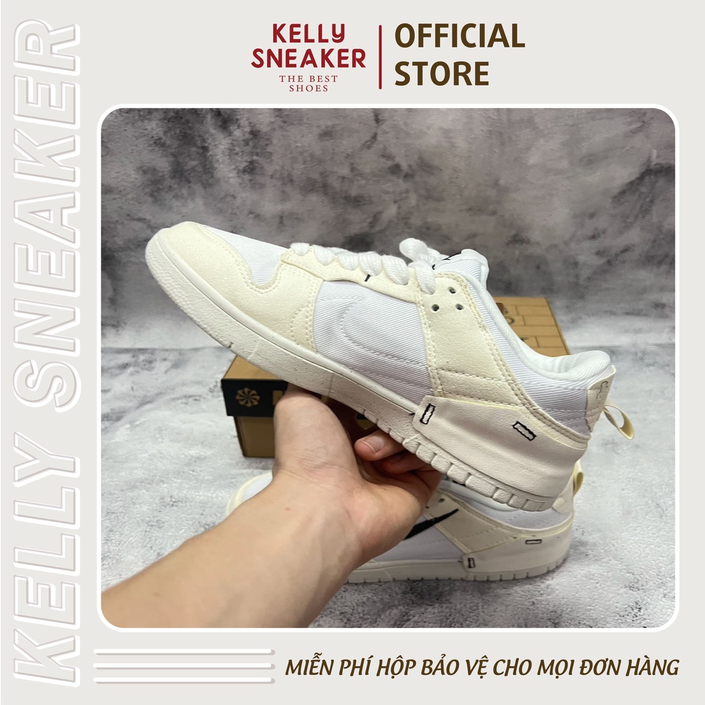 Giày Thể Thao Sneaker Dunk Low Disrupt 2 Brown Pale Màu Be Trắng - Bản Cao Cấp