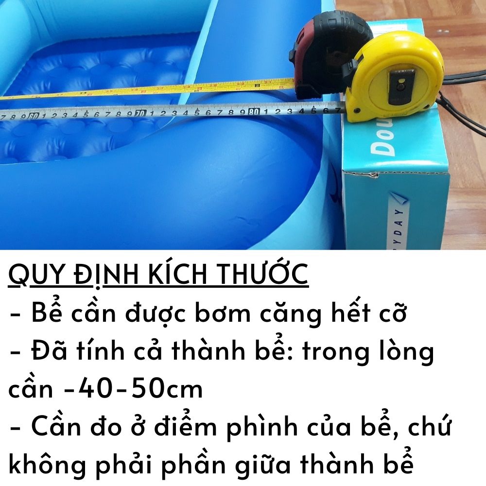 Bể bơi cho bé thành cao kiểu hồ phao bơm hơi (cỡ 200 và 175cm) làm bồn tắm hoặc nhà bóng trong nhà gấp gọn